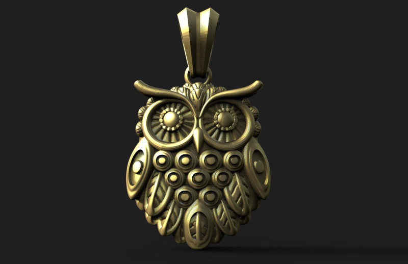 Owl pendant 3D Print Model .c4d .max .obj .3ds .fbx .stl .blend 