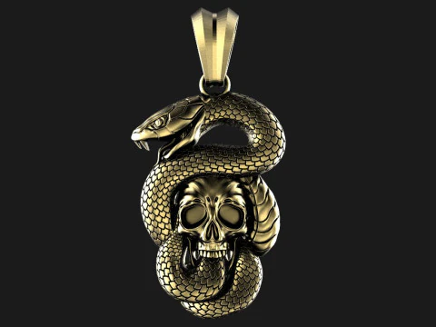 Yılan ve kafatası kolye 3D Baskı Modeli