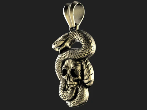 Snake and skull pendant 3D Print Model