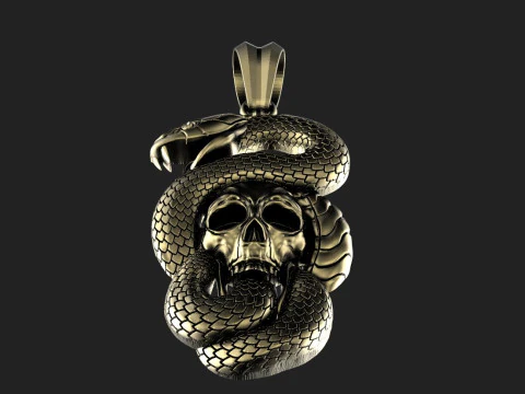 Snake and skull pendant 3D Print Model