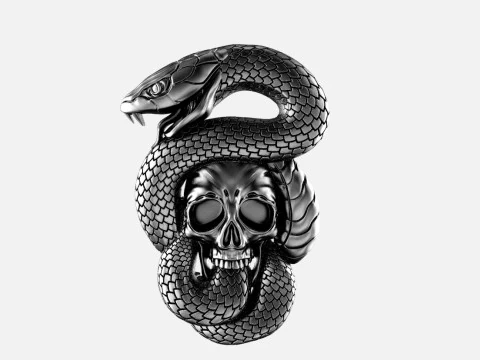 Snake and skull pendant 3D Print Model