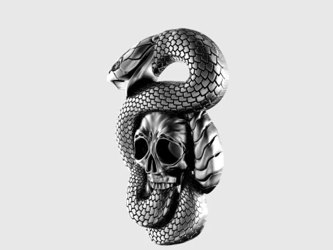 Snake and skull pendant 3D Print Model