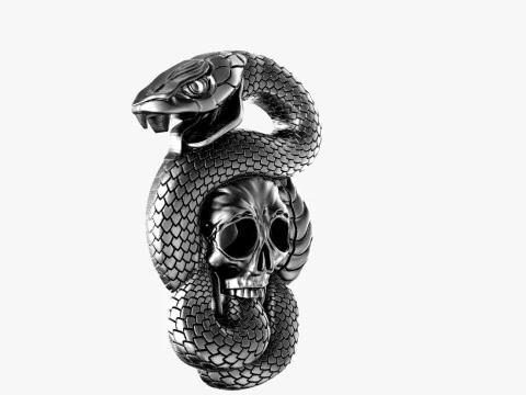 Snake and skull pendant 3D Print Model