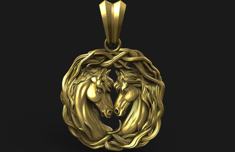 Horses pendant Modello di stampa 3D .c4d .max .obj .3ds .fbx .stl .blend 