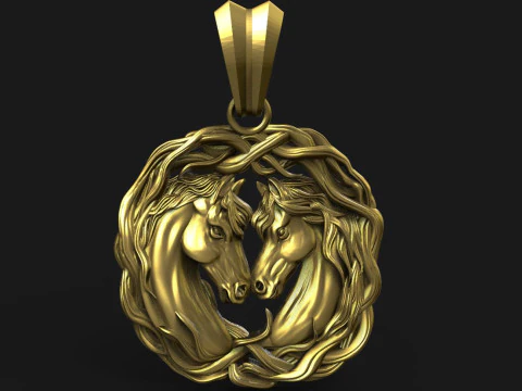 Pingente de cavalos Modelo de Impressão 3D