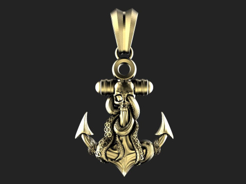 Anchor and Skull Pendant 3D Print Model