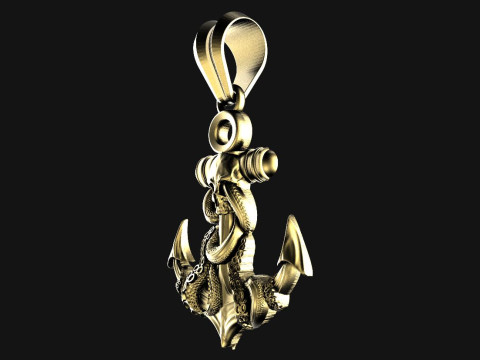 Anchor and Skull Pendant 3D-printmodel