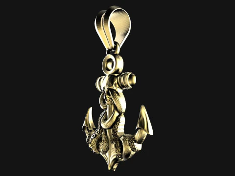 Anchor and Skull Pendant 3D Print Model