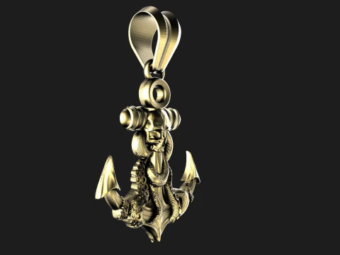 Anchor and Skull Pendant 3D Print Model