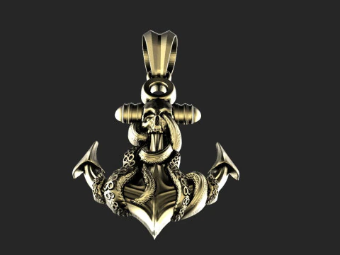 Anchor and Skull Pendant 3D Print Model