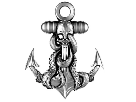 Anchor and Skull Pendant 3D Print Model