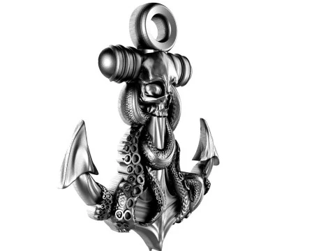 Anchor and Skull Pendant 3D Print Model