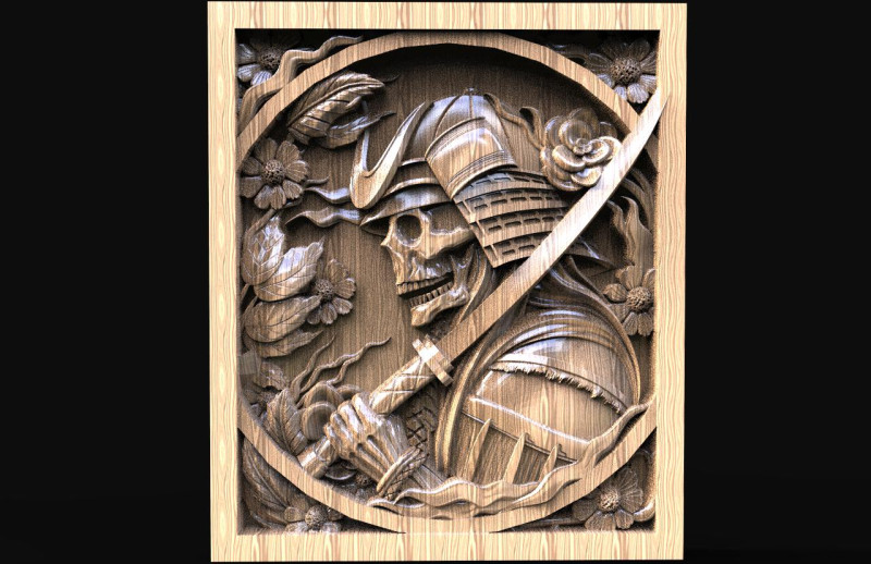 Samurai Skull CNC 3D प्रिंट मॉडल .c4d .max .obj .3ds .fbx .stl .blend 