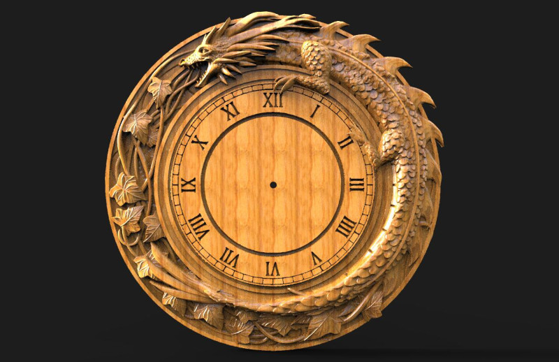 Dragon wall clock CNC Model Cetak 3D .c4d .max .obj .3ds .fbx .stl .blend 