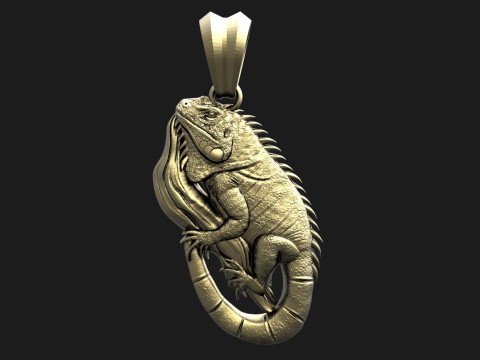 Iguana pendant Modelo de Impressão 3D