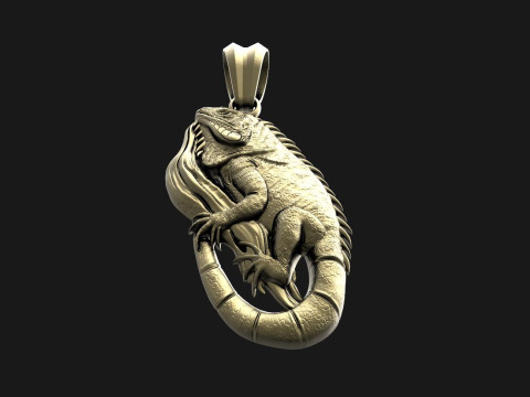 Iguana pendant Model Cetak 3D