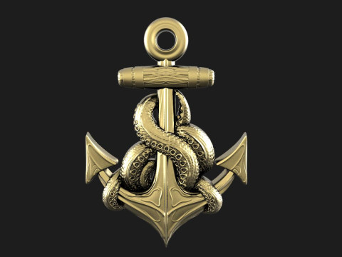 Anchor and tentacles pendant 3D Принт Модель