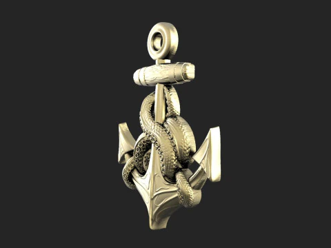 Pingente de &acirc;ncora e tent&aacute;culos Modelo de Impressão 3D