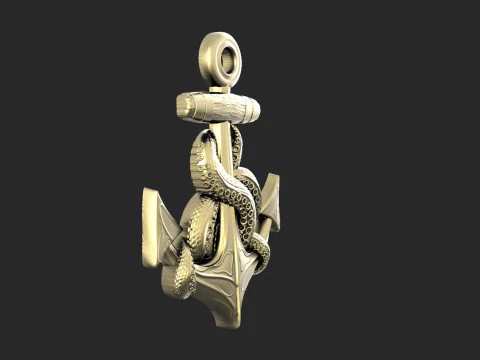 Pingente de &acirc;ncora e tent&aacute;culos Modelo de Impressão 3D