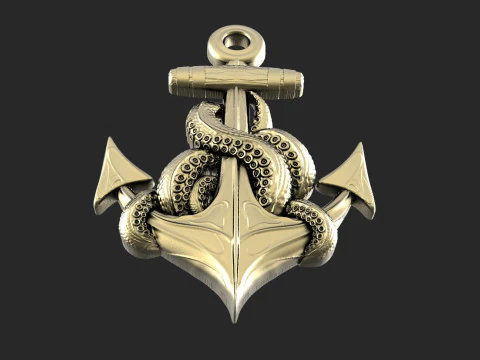 Pingente de &acirc;ncora e tent&aacute;culos Modelo de Impressão 3D