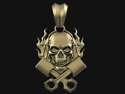 Skull and piston pendant 3D प्रिंट मॉडल