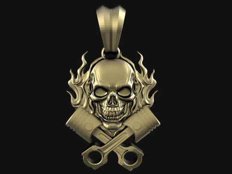 Ciondolo teschio e pistone Modello di stampa 3D