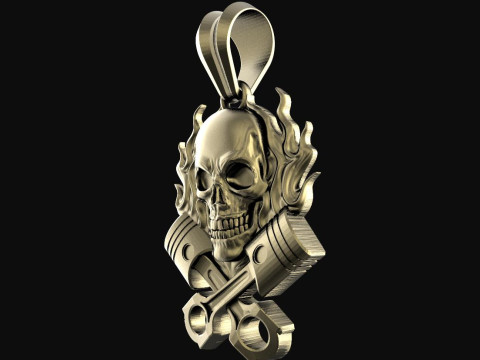 Skull and piston pendant Modelo de Impressão 3D