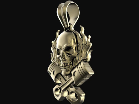 Skull and piston pendant 3D Print Model