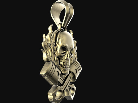 Skull and piston pendant Modelo de Impressão 3D