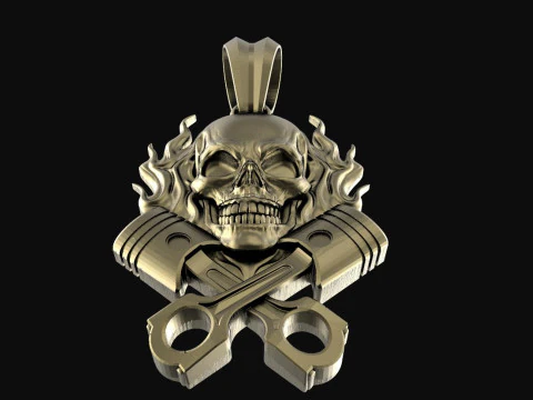 Skull and piston pendant 3D Print Model