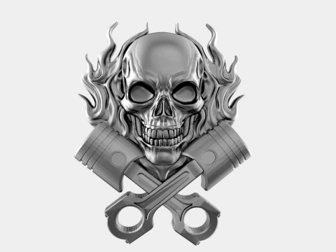 Skull and piston pendant 3D Print Model