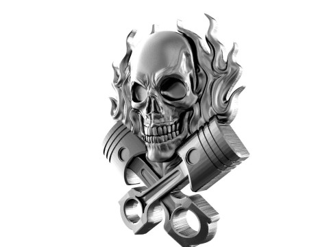 Skull and piston pendant Modelo de Impressão 3D