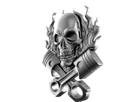 Skull and piston pendant 3D Print Model