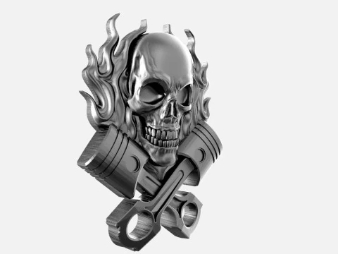 Skull and piston pendant 3D Print Model
