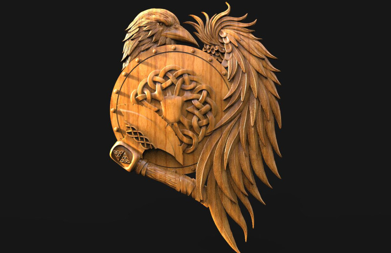 Viking Crow 3D प्रिंट मॉडल .c4d .max .obj .3ds .fbx .stl .blend