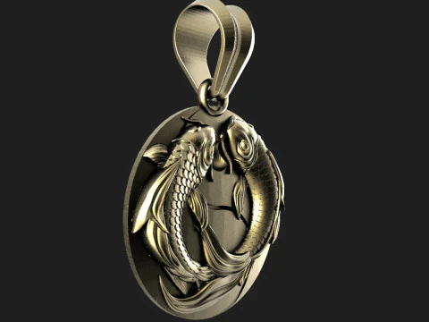 Koi fish pendant 3D Print Model