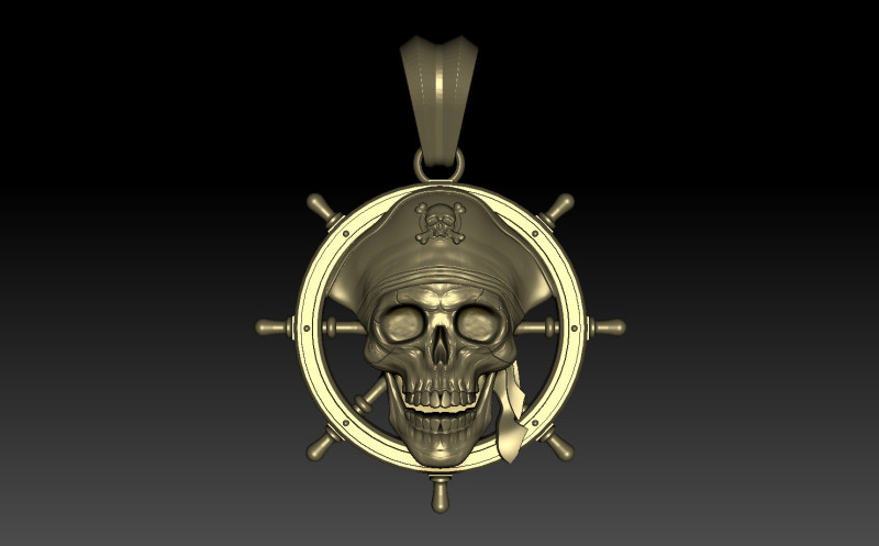 Pirate skull pendant 3D 打印模型 .c4d .max .obj .3ds .fbx .stl .blend