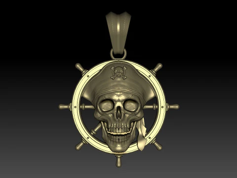 海賊スカルペンダント 3Dプリントモデル