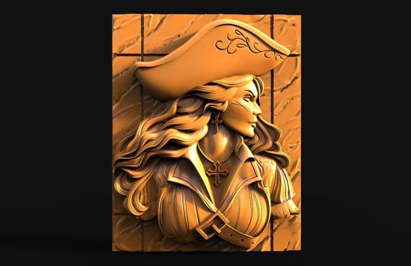 Pirate Woman CNC 3D प्रिंट मॉडल .c4d .max .obj .3ds .fbx .stl .blend