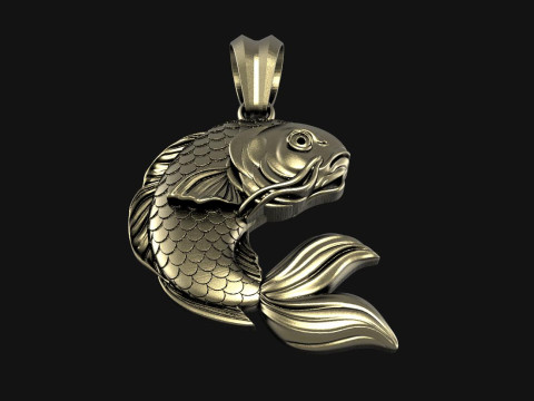 Koi fish pendant 3D Print Model