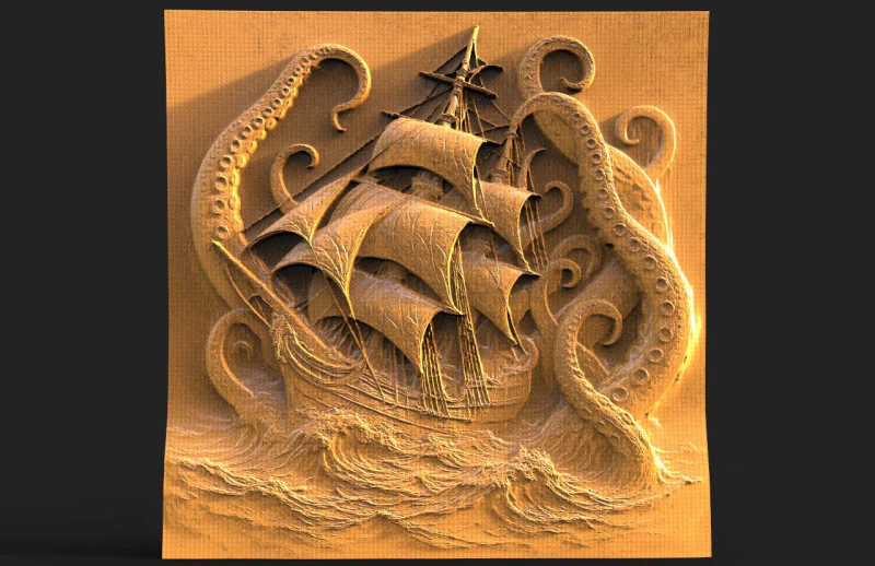 Old Ship CNC 3D Print Model .c4d .max .obj .3ds .fbx .stl .blend