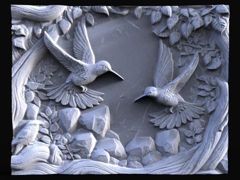 Hummingbirds CNC 3D Print Model
