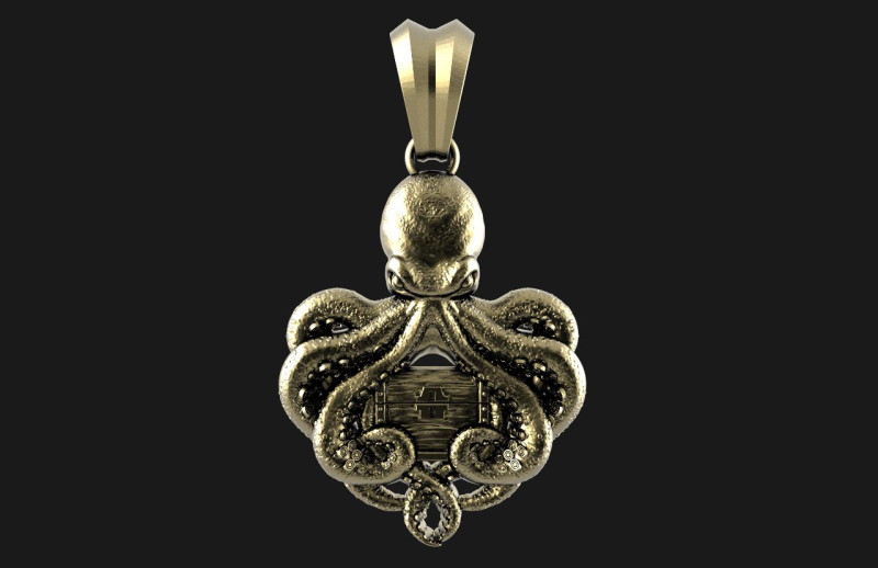 Octopus and chest pendant 3D Print Model .c4d .max .obj .3ds .fbx .stl .blend 