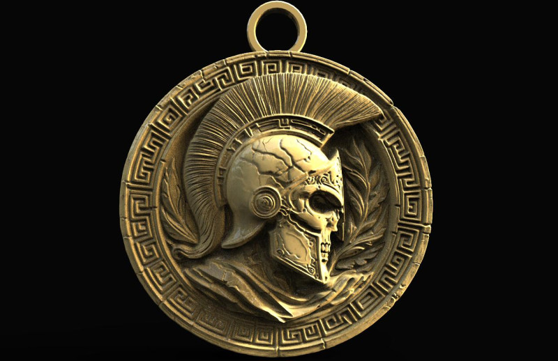 Spartan skull pendant Modèles 3D en vedette .c4d .max .obj .3ds .fbx .stl .blend 