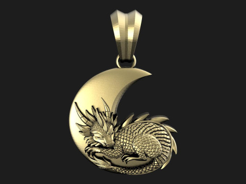 Dragon moon Pendant 3D प्रिंट मॉडल