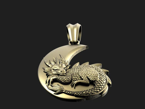 Dragon moon Pendant 3D Print Model