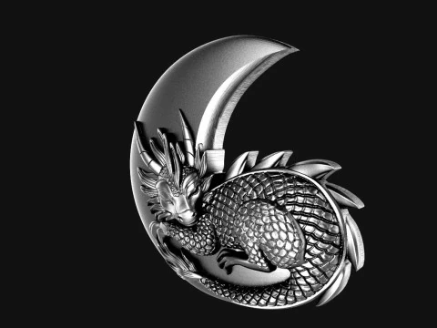 Dragon moon Pendant 3D Print Model