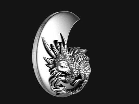 Dragon moon Pendant 3D Print Model