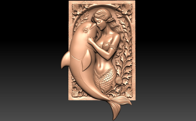 Mermaid and Dolphin CNC 3D 프린트 모델 .c4d .max .obj .3ds .fbx .stl .blend 