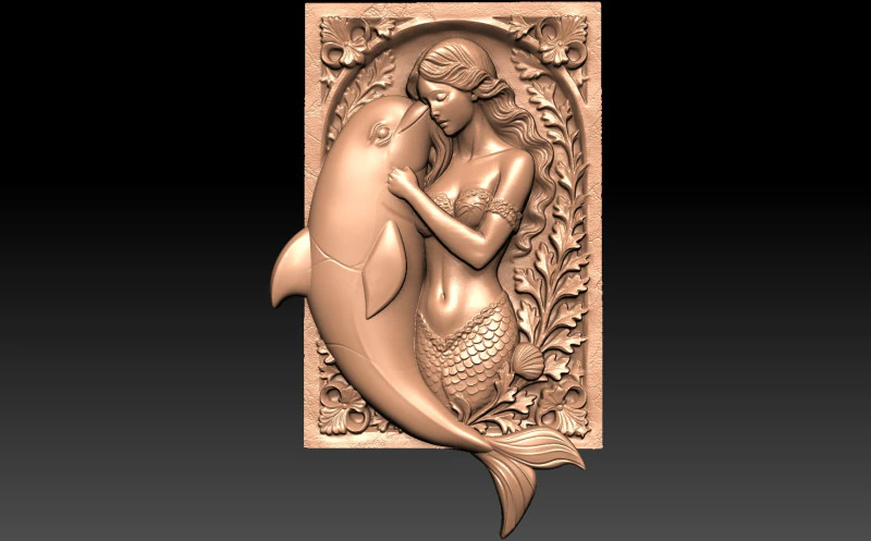 Mermaid and Dolphin CNC 3D Print Model .c4d .max .obj .3ds .fbx .stl .blend